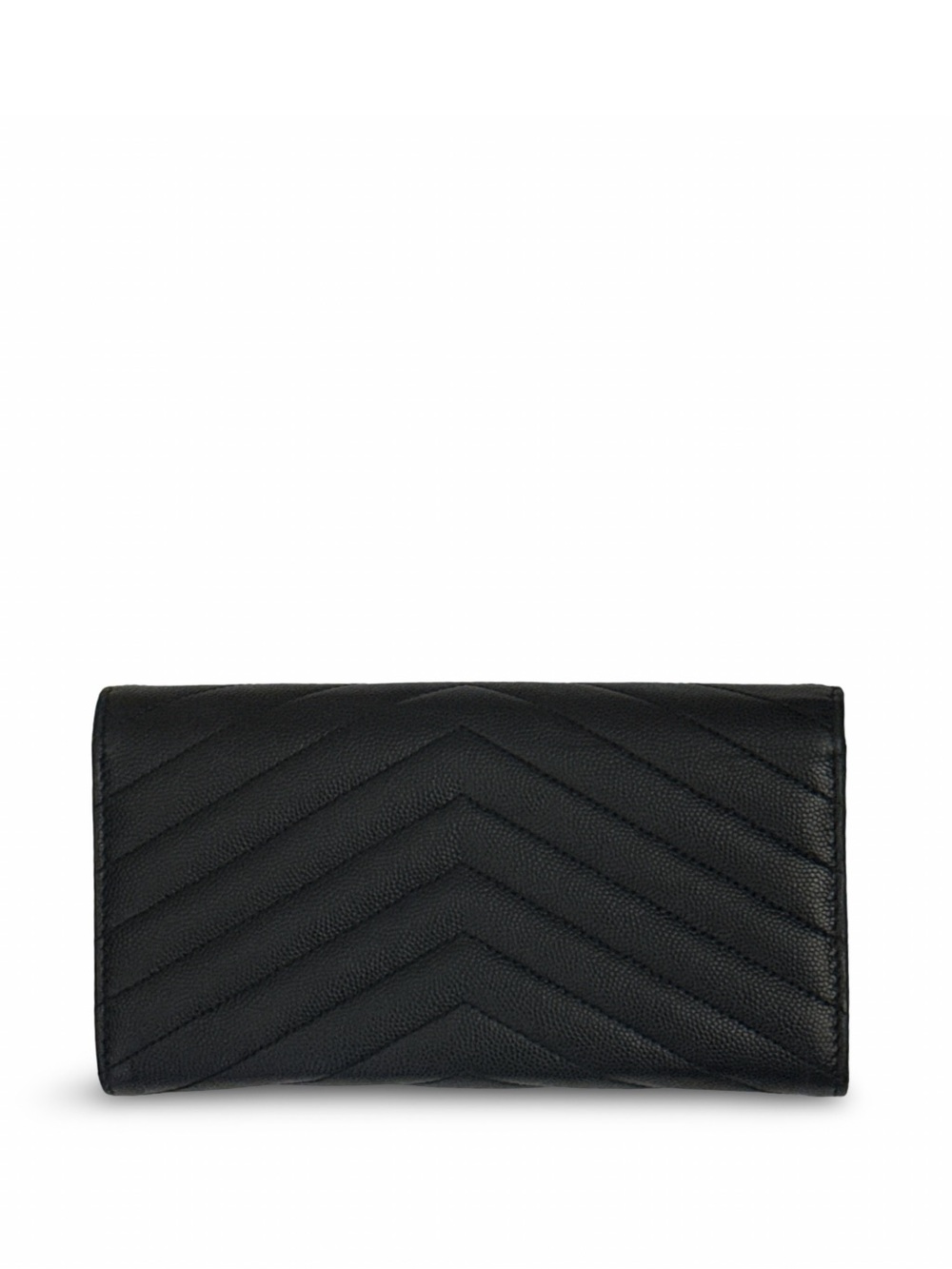 Saint Laurent Black Chevron Leather Wallet with Gold YSL Emblem Crossbody - Picture 2 of 15